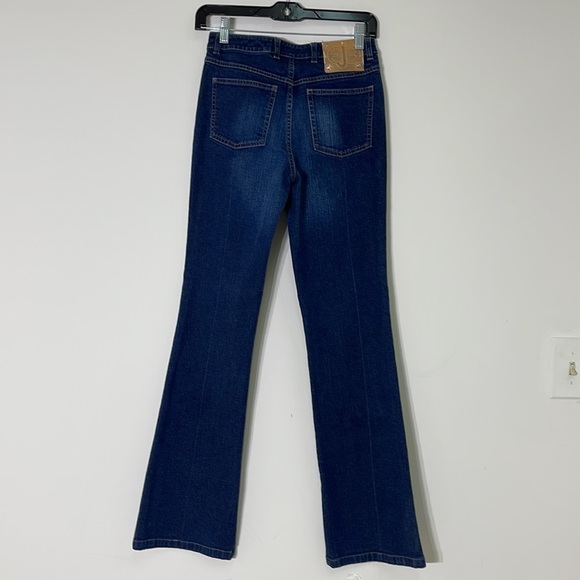 Escada High Rise Signature Studded Structured Flare Medium Wash Jeans EUC 26 /34 - Picture 4 of 12